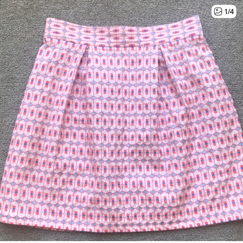 Francesca's Collections Blue Rain Pink and Blue Patterned Pencil Skirt